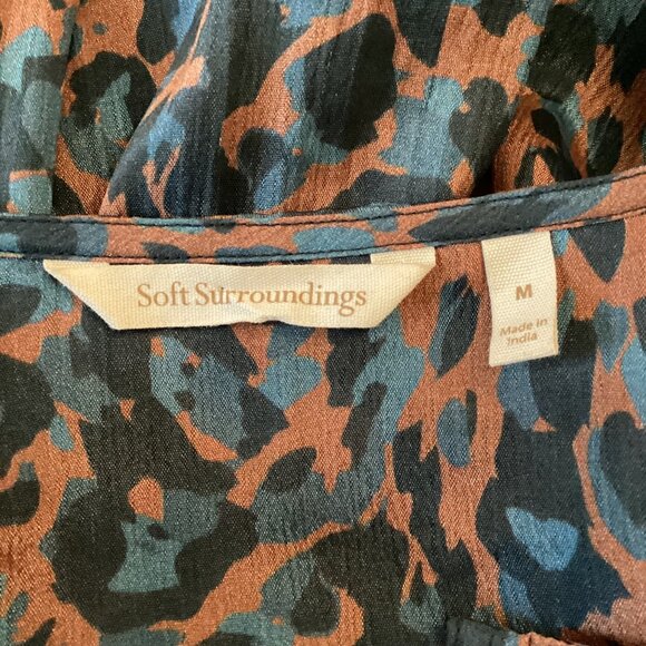 Soft Surroundings Top Size Medium Gianna Copper Teal Animal Print Long Sleeve - Picture 7 of 8